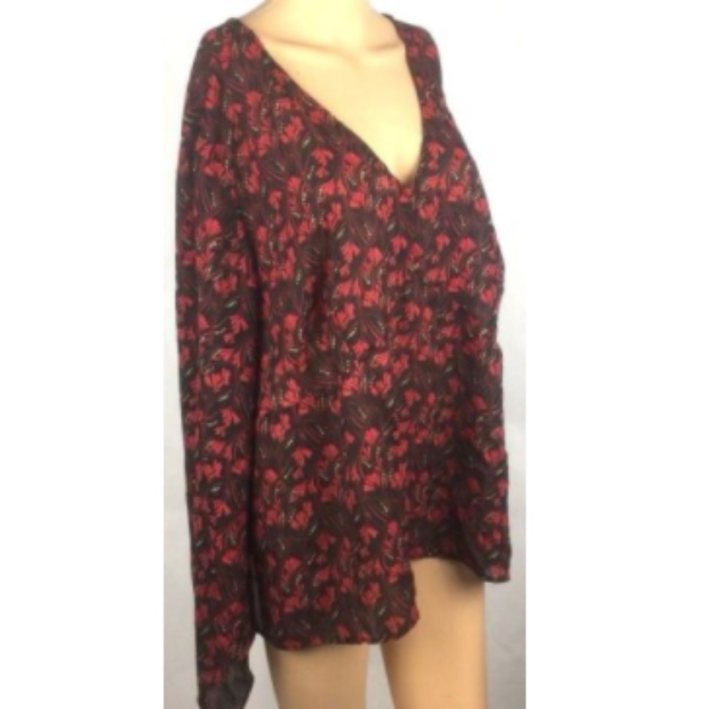 Lane Bryant Blouse Sheer Floral Angel Sleeves 28